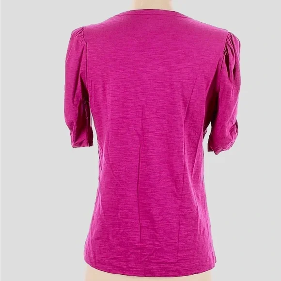 Chicos Gathered Sleeve Slub Tee - Picture 2 of 7